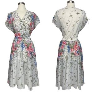 VTG 70’s-80’s Semi Sheer Floral Polka Dot Dress